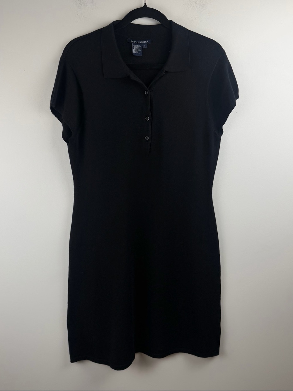 Boston Proper Women’s Stretchy Black Cashmere Blend Short Sleeve Dress Size M